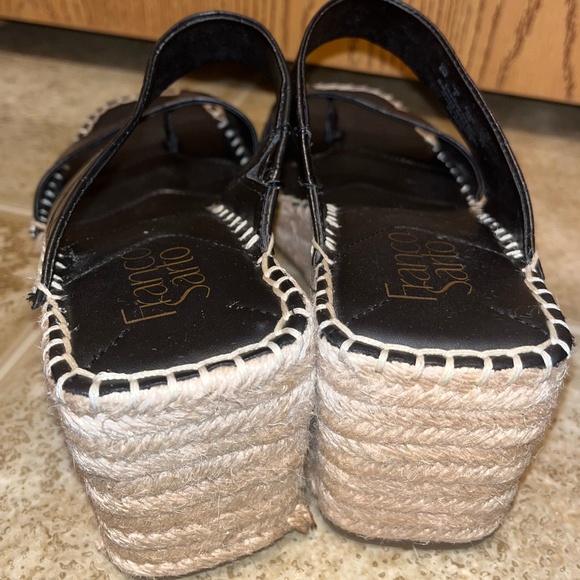 Franco Sarto Women’s Black Leather Espadrille Wedge Summer Sandals Sz-6 - Picture 3 of 6